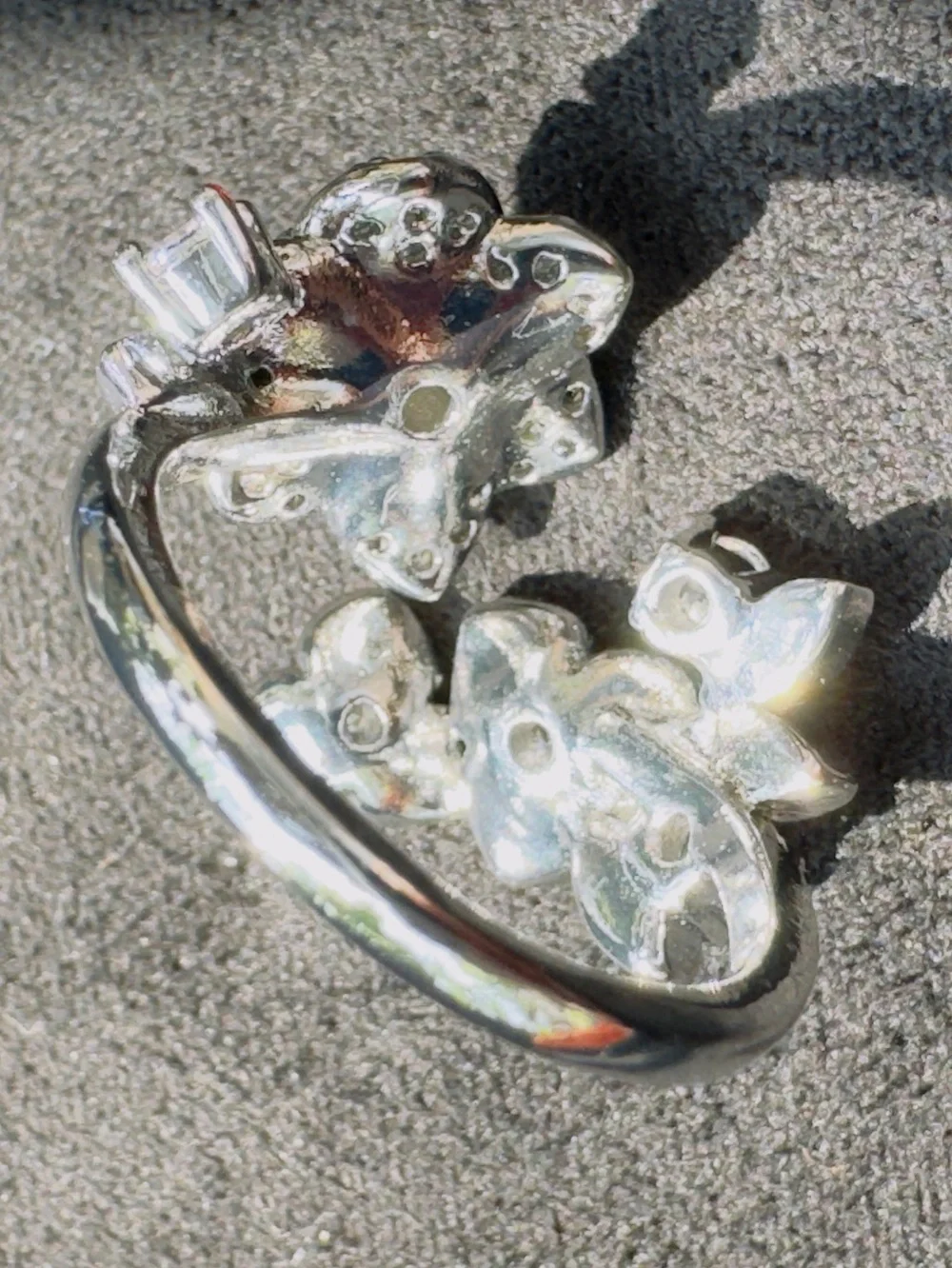 Silver Floral Crystal Statement Ring - Women's Jewelry